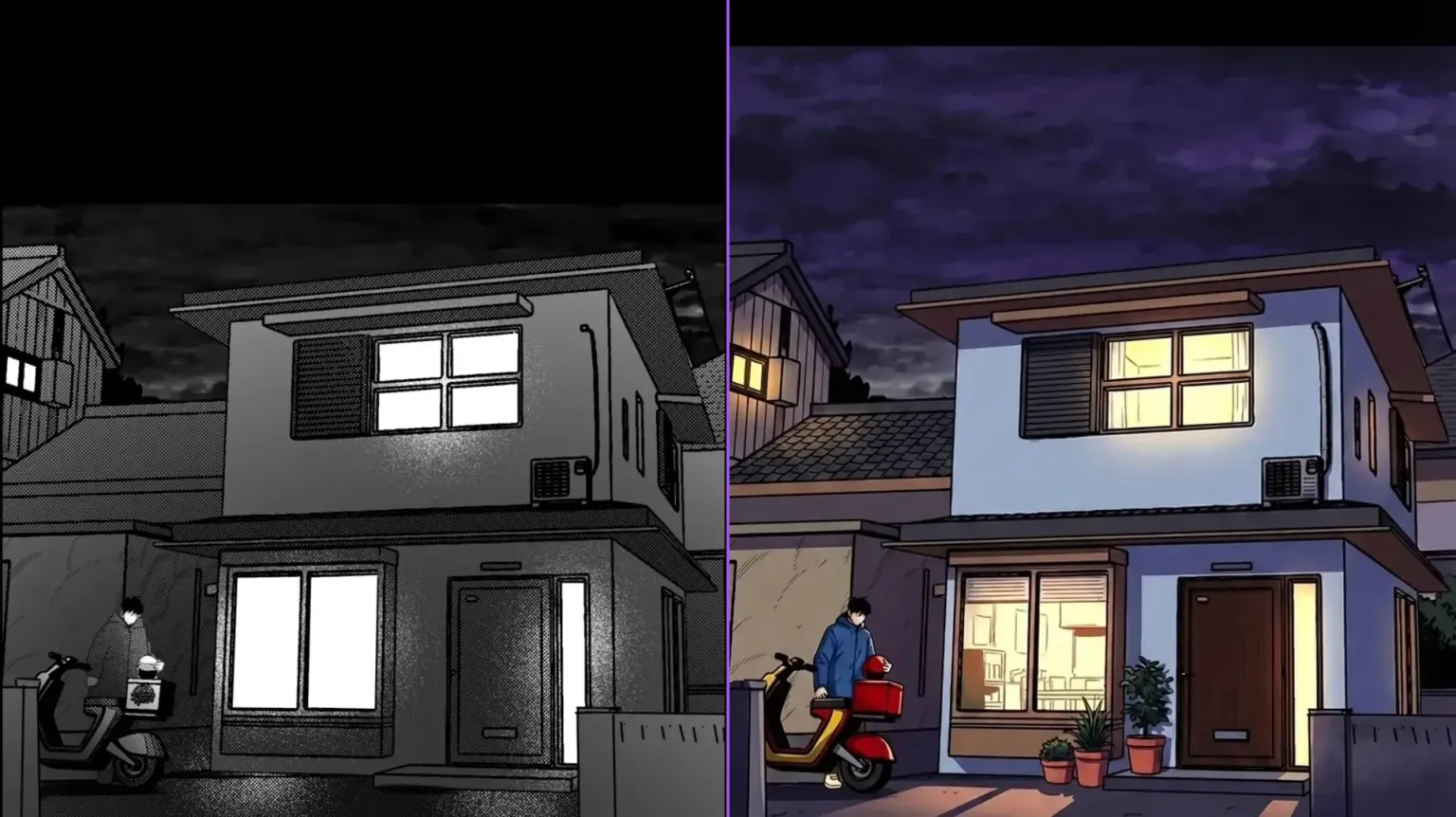 Night house scene comparison