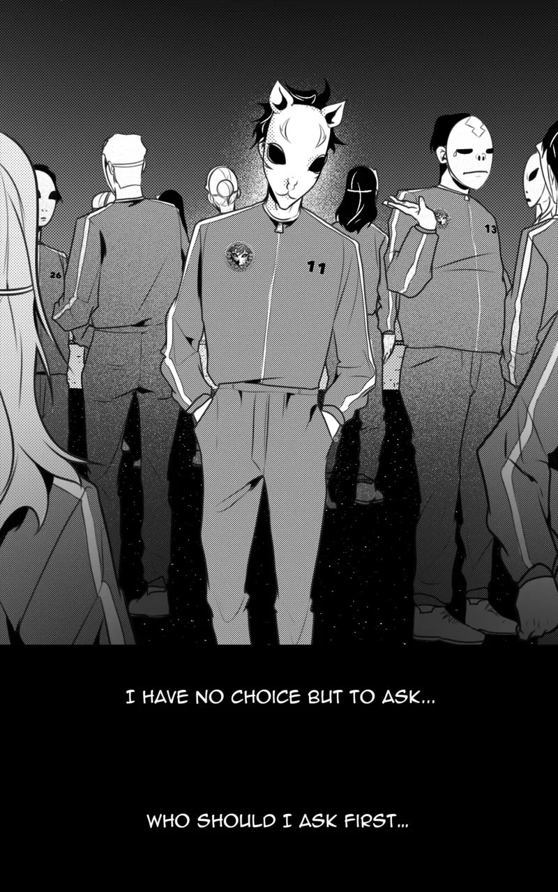 Webtoon group scene in black and white