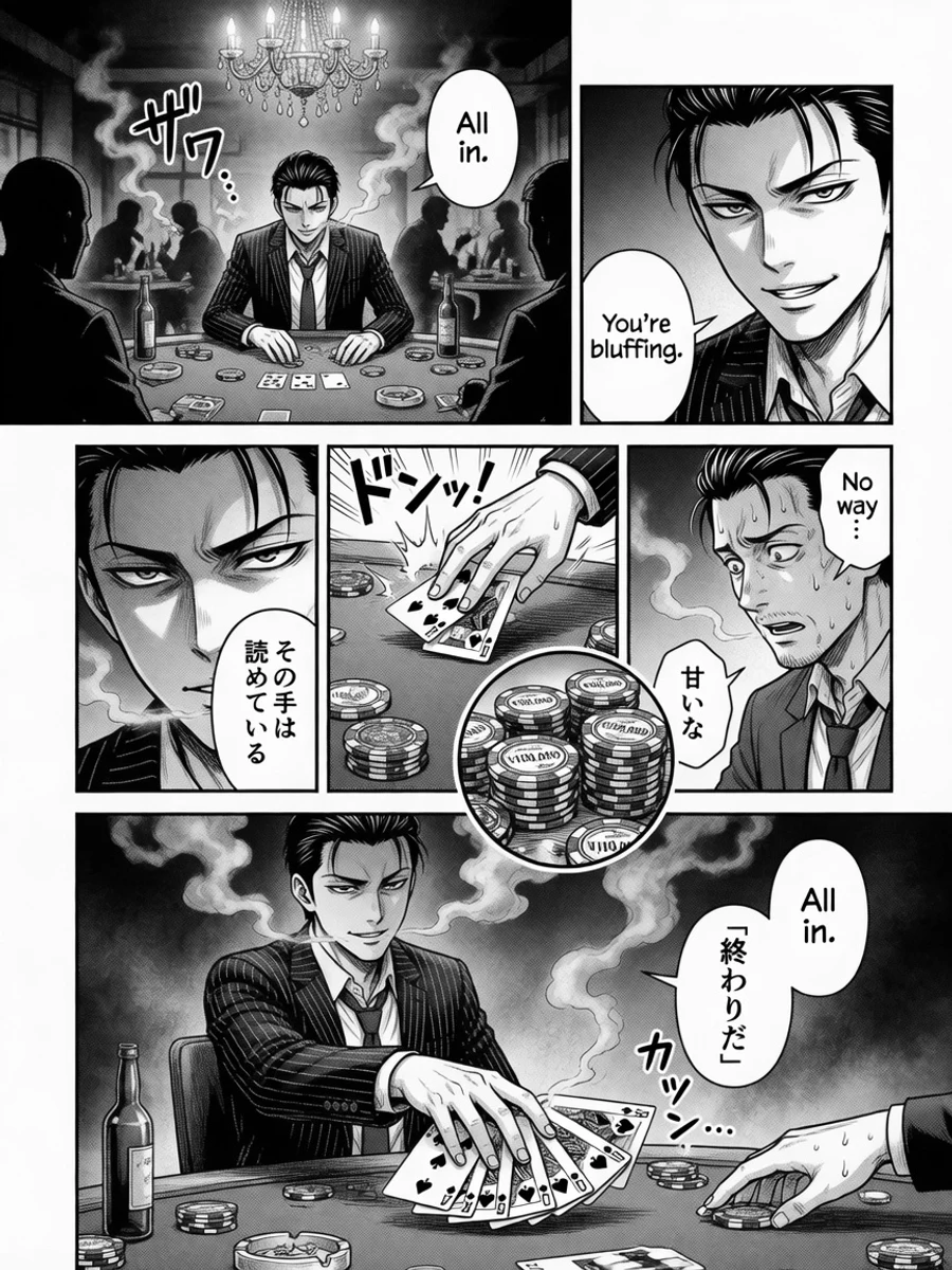 Black-and-white manga page before colorization