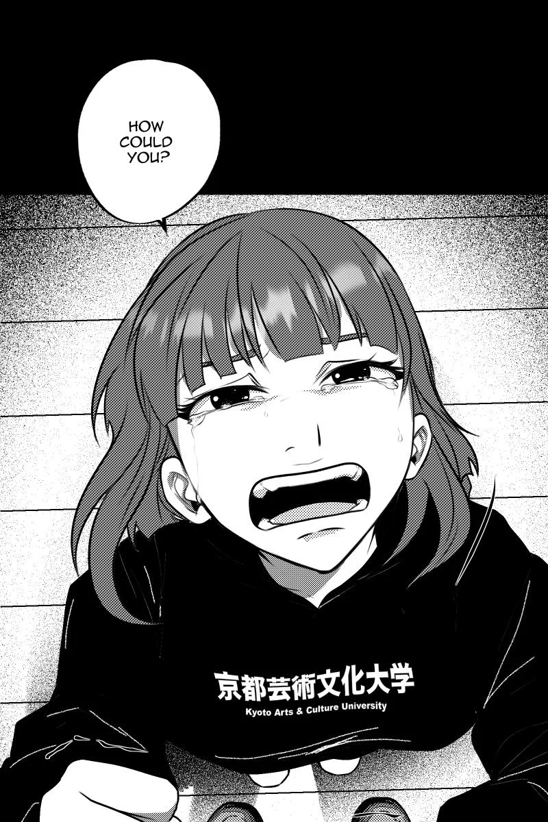 Emotional black and white manhwa close-up