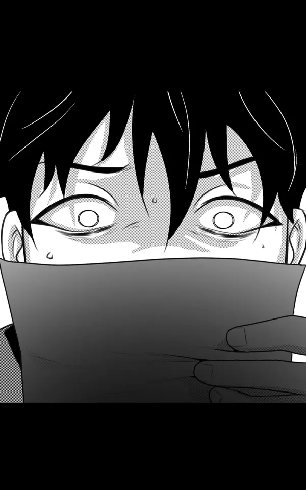 Black and white manhwa reaction panel