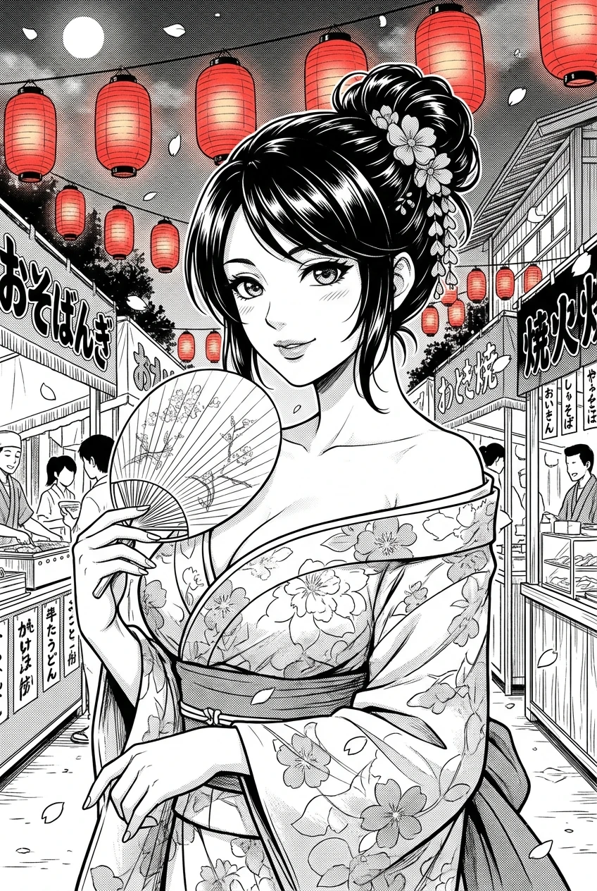 Black and white manga illustration before colorization